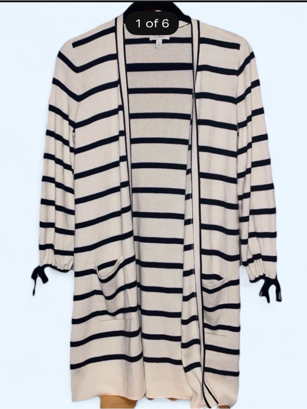 Talbots Oprah Magazine Collection White/Black Cardigan Pockets Size S Petite EUC
